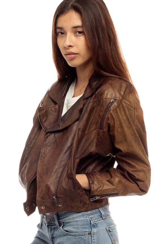 Brown Leather Jacket Biker Er Coat Moto Short For S And Promotions Follow Us Here Instagram Exile Facebook Com Brown Leather Jacket