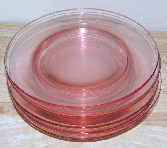 Items similar to 8 Pink Fenton Elegant Glass Salad Plates on Etsy