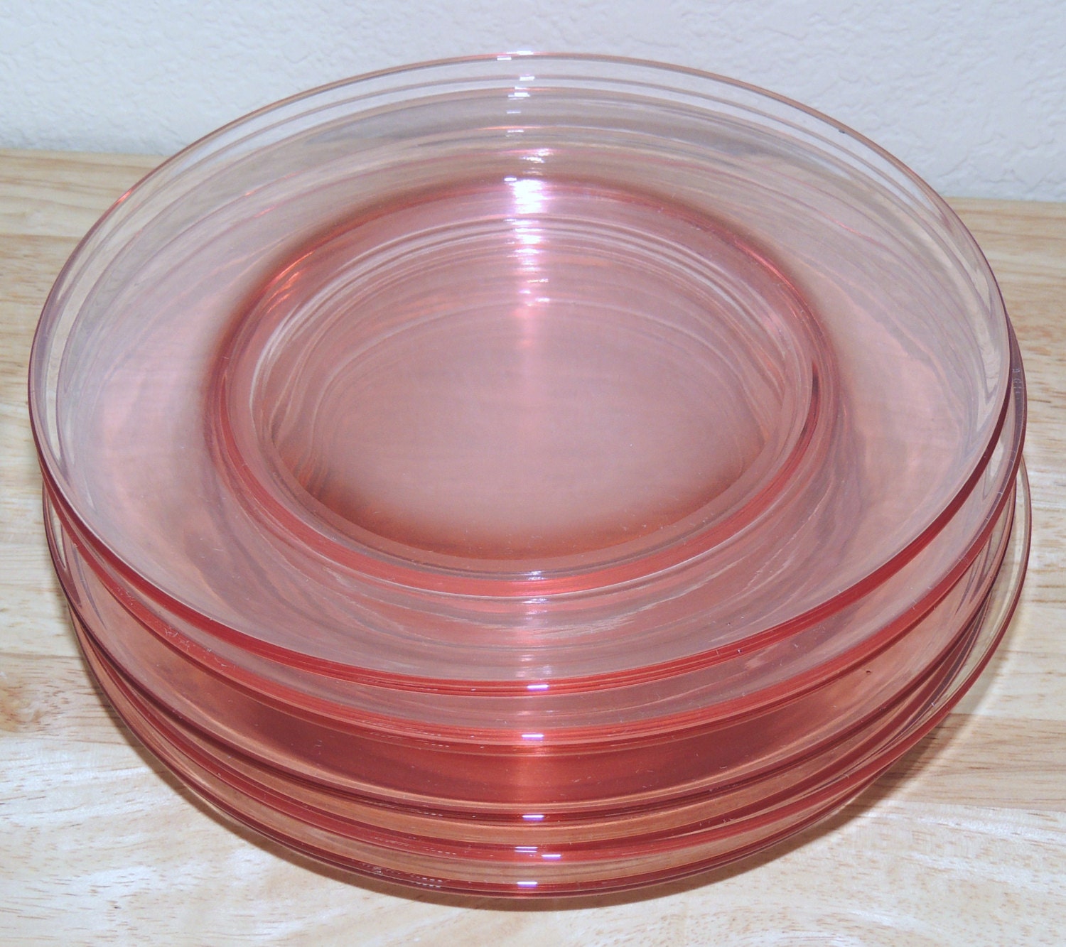 8 Pink Fenton Elegant Glass Salad Plates