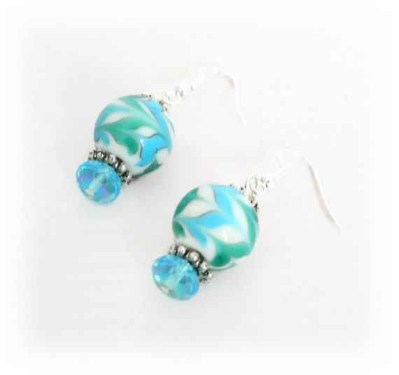 Turquoise Beaded Earrings handmade jewellery by Lottie Of London