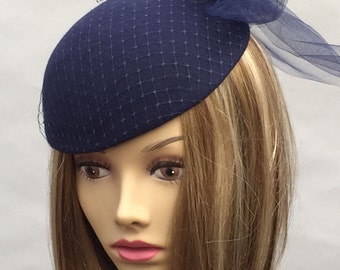 Kate, Fur Felt fascinator, with french netting, veiling,
