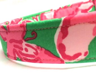 Lilly Pulitzer Fabric Dog Collar Girl Boy Multi All a Flutter Pink Green