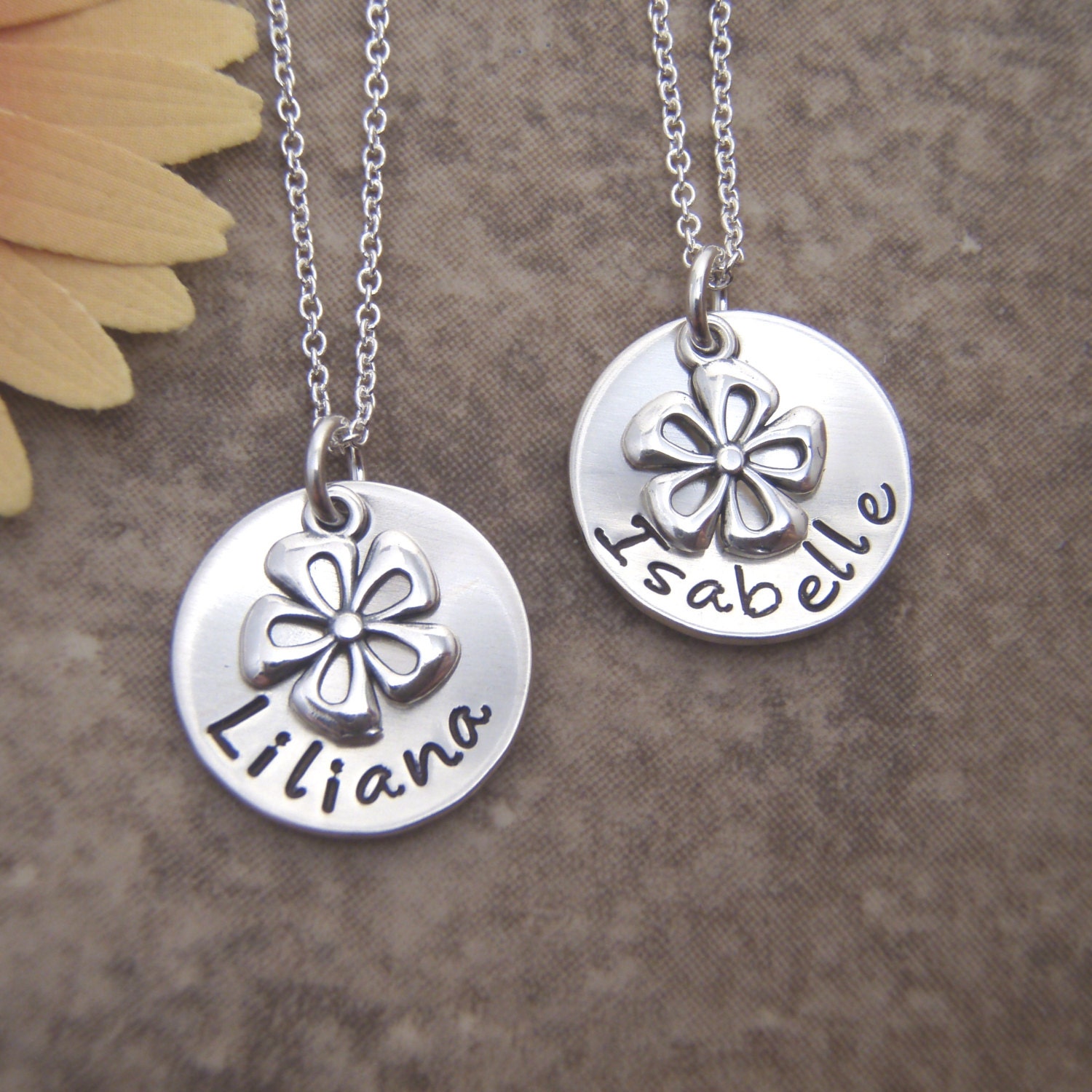 Flower girl necklace Girl's name necklace Flower