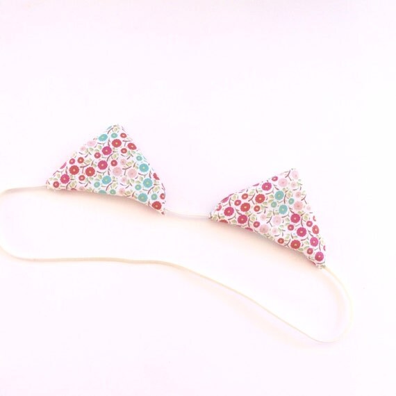 Floral Cat Ear Headband for Baby Girls by minibowchic on Etsy