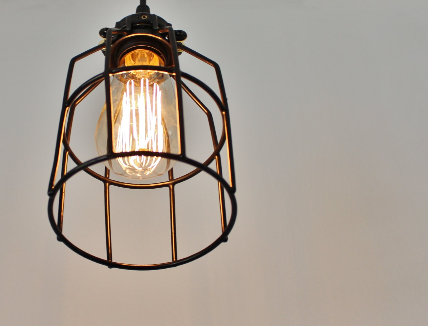 Black Cage Pendat Lamp Industrial Hanging Light Fixture