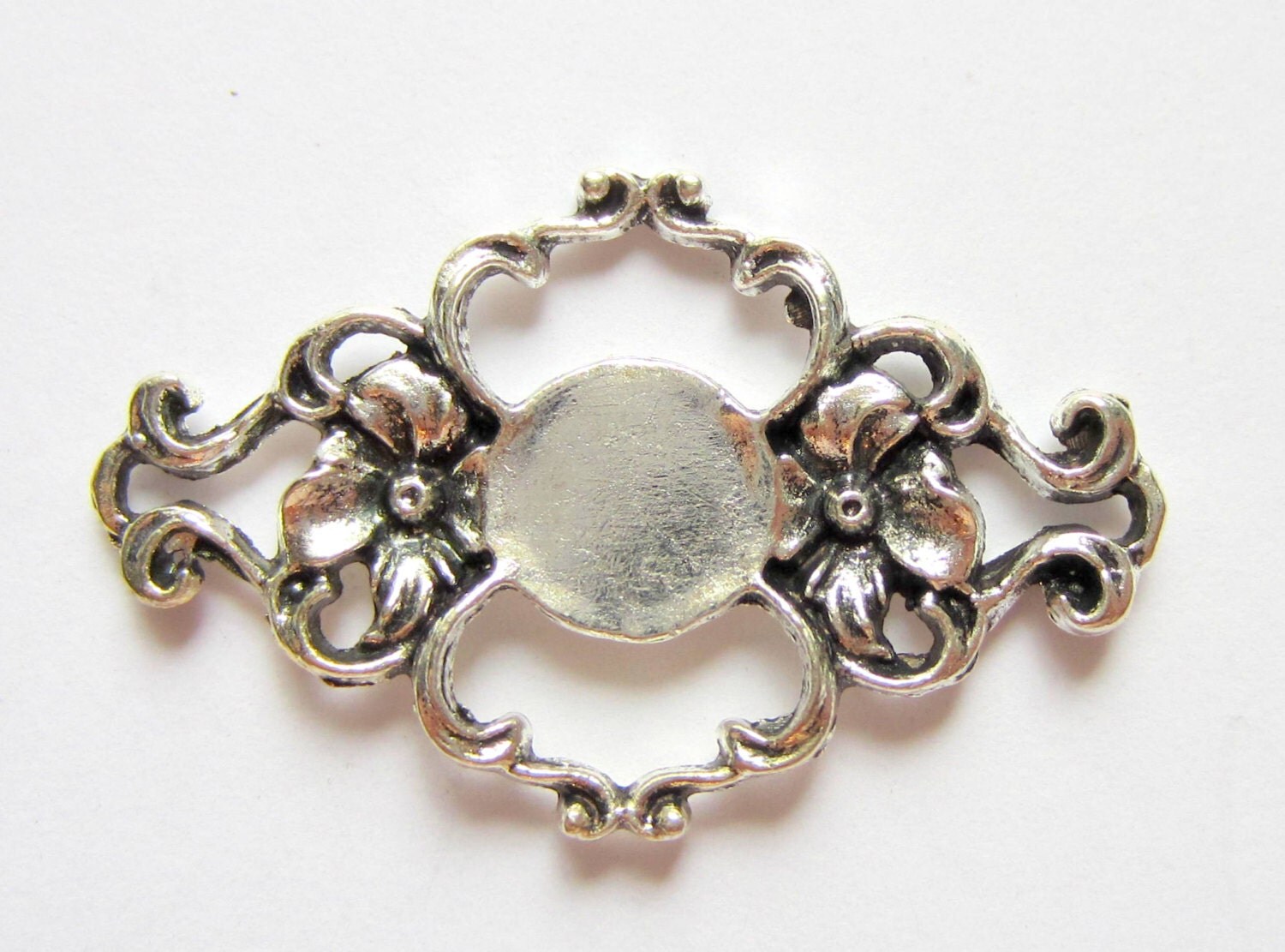 6 Jewelry connectors antique silver connector links filigree