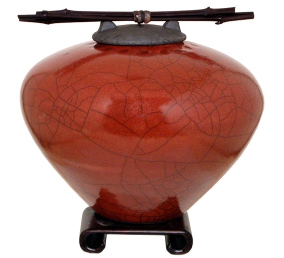 Raku Ceramic Cremation Urn for ashes standard size