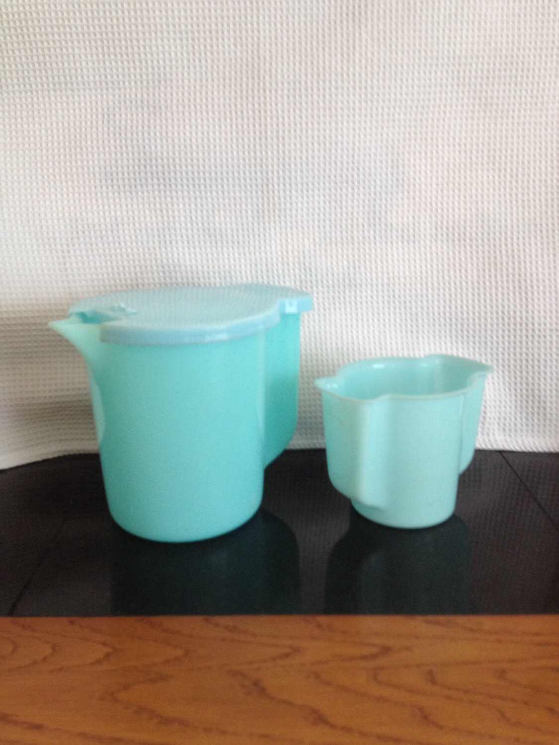 Vintage Tupperware Turquoise Sweet Saver Pitcher and Sugar Dispenser Haute Juice