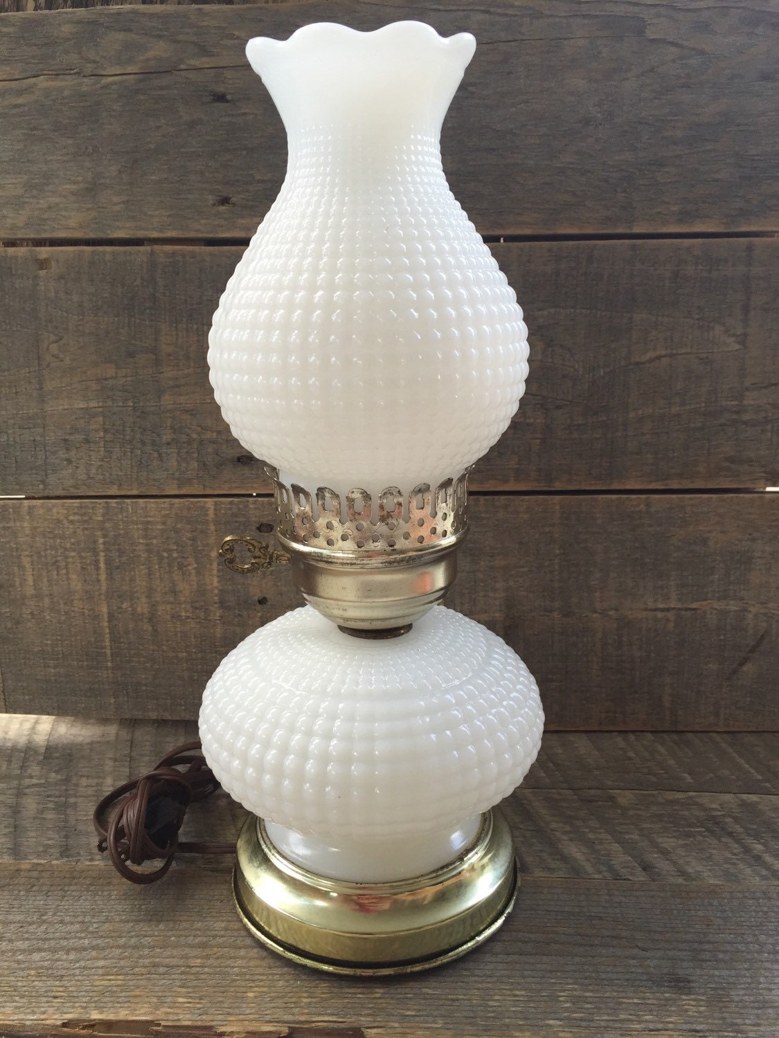 Vintage White Milk Glass Hurricane Lamp