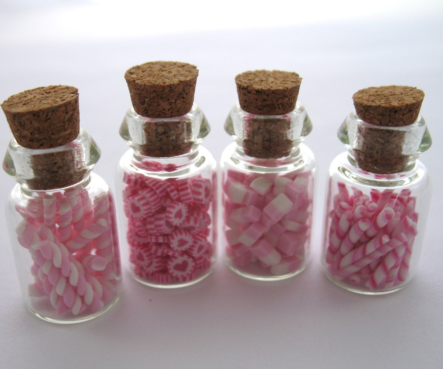 Dollhouse Miniature Food 4 Jars of Pink Candy in 12th Scale