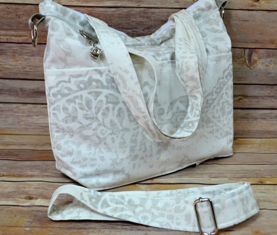 Camera bag in Grey Cotton Upholstery Batik by Darby by DarbyMack