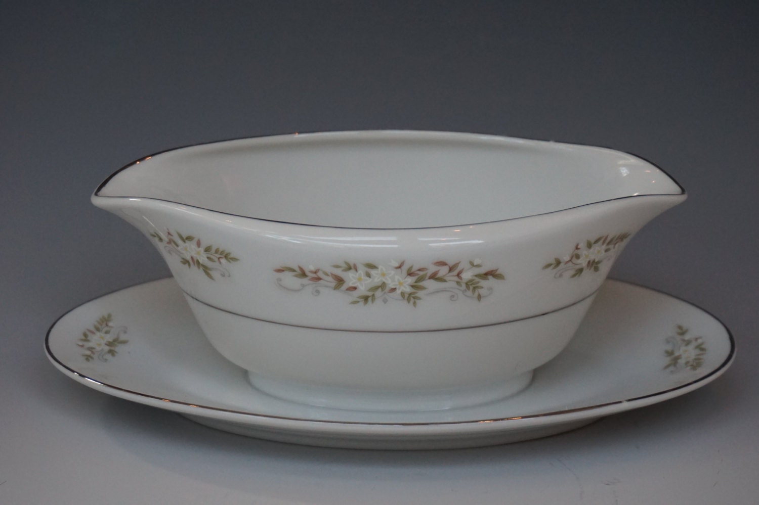 Vintage 1970s International Silver Co Gravy Boat with Attached Plate