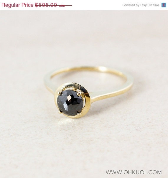 MEMORIAL DAY SALE Rough Black Diamond Ring - Engagement - Choose Your ...