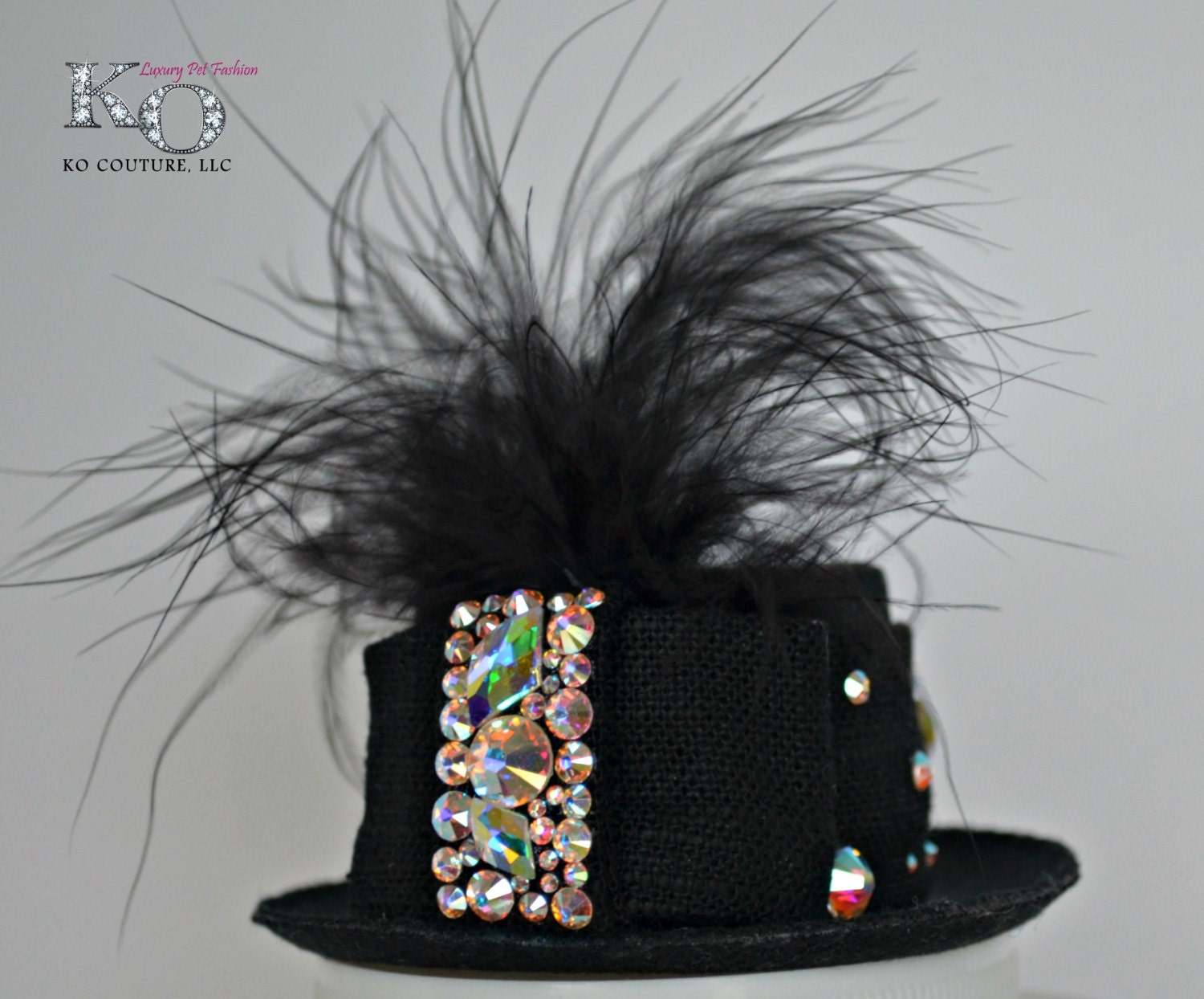 Dog Top Hat Black Bling
