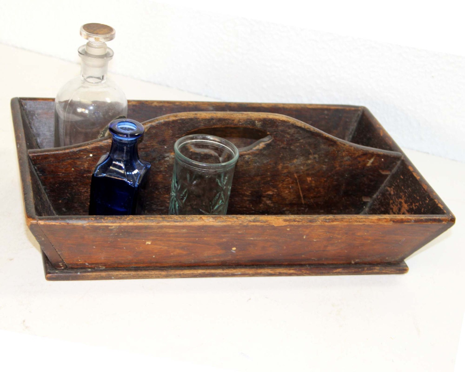 Antique Wood Tool Tote / Rustic Tote Box / Pine Wood Tote