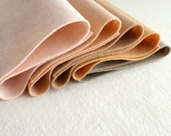 Skin Tones Merino Wool Blend Felt - 5 9x12 Sheets