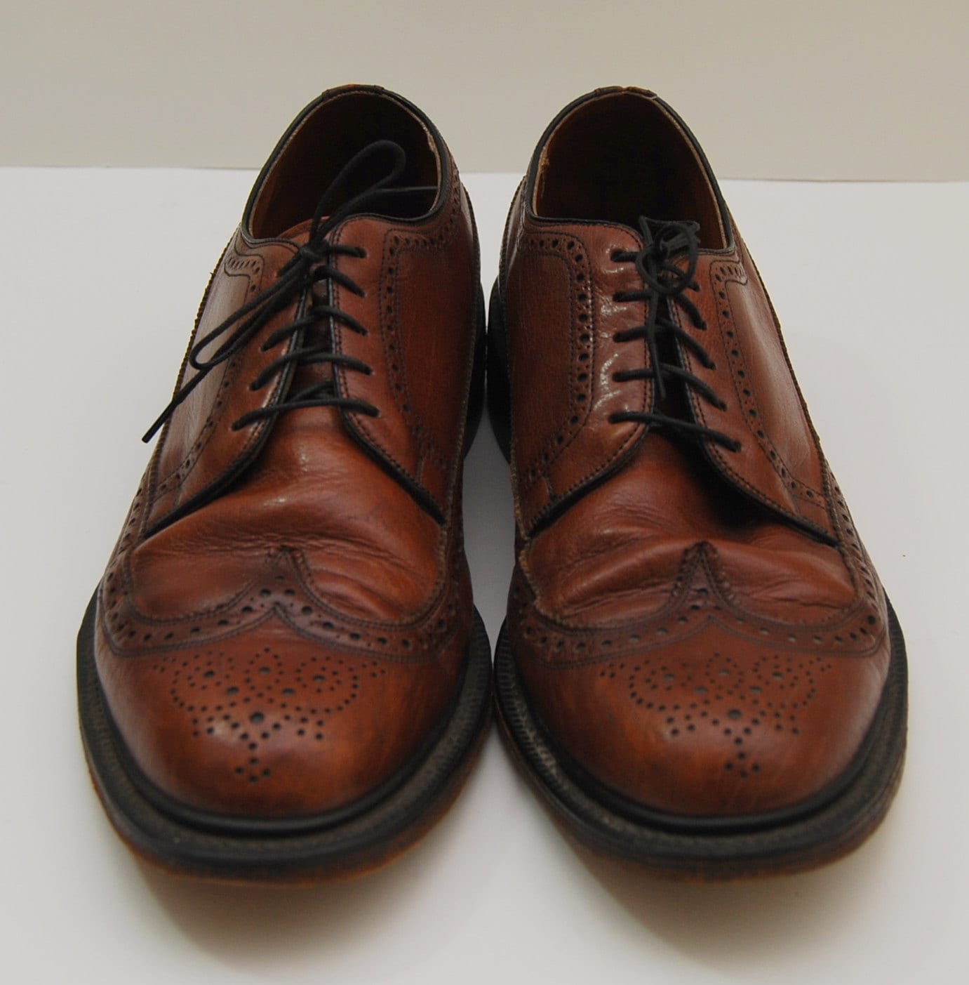 mens 1970s brown leather wingtop oxford shoes by LivedIn on Etsy