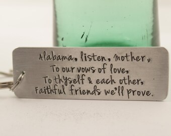 Custom, Hand Stamped Keychain personalized with YOUR CHOICE of TEXT - love letter keychain