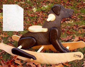 Rocking Black Labrador Retriever Dog DIY Full-Sized Paper Woodworking Plans