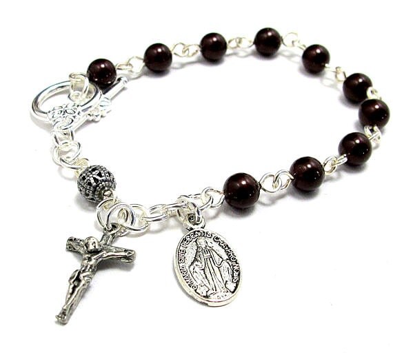 Catholic Prayer Bead Bracelet in Swarovski PearlsYou choose