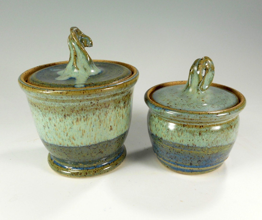 Ceramic salt cellar with lid pottery sugar by WillowTreePottery