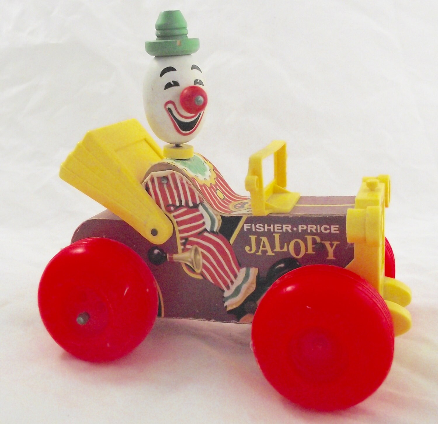 Fisher Price Jalopy Vintage Wood and Plastic Clown Car Toy