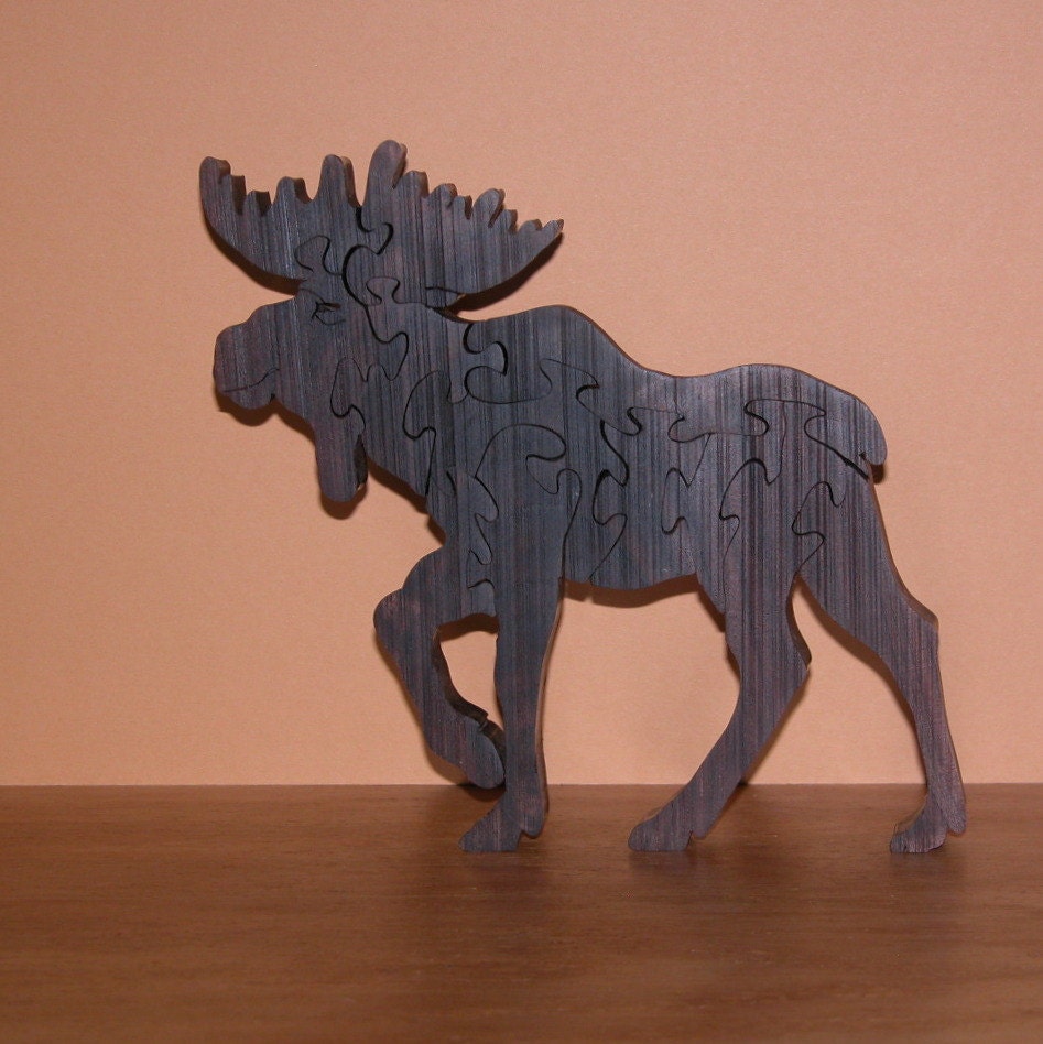 Moose Puzzle Wooden Puzzzle Home or Office by WoodNCreations