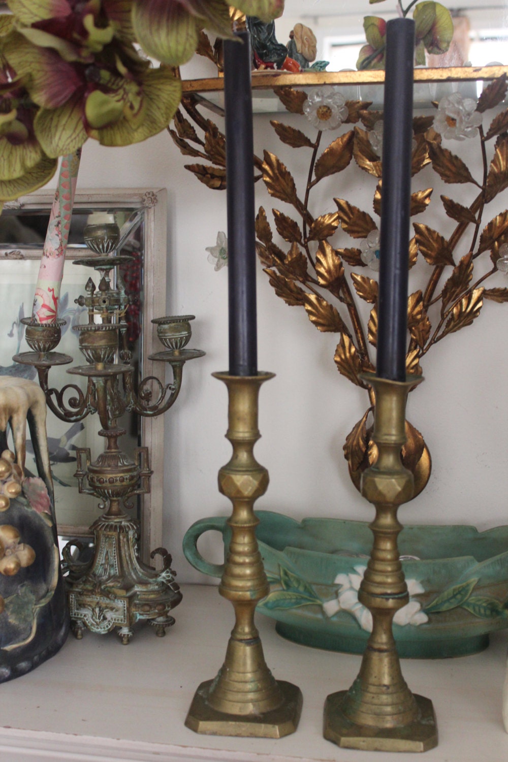 Brass Candle Sticks by Vintalicous on Etsy