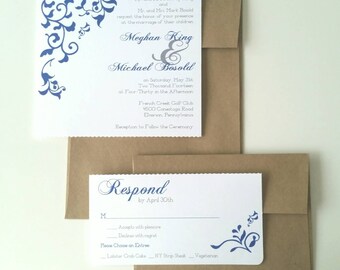 5 x 7 Perforated Flourish Wedding Invitation - Sample