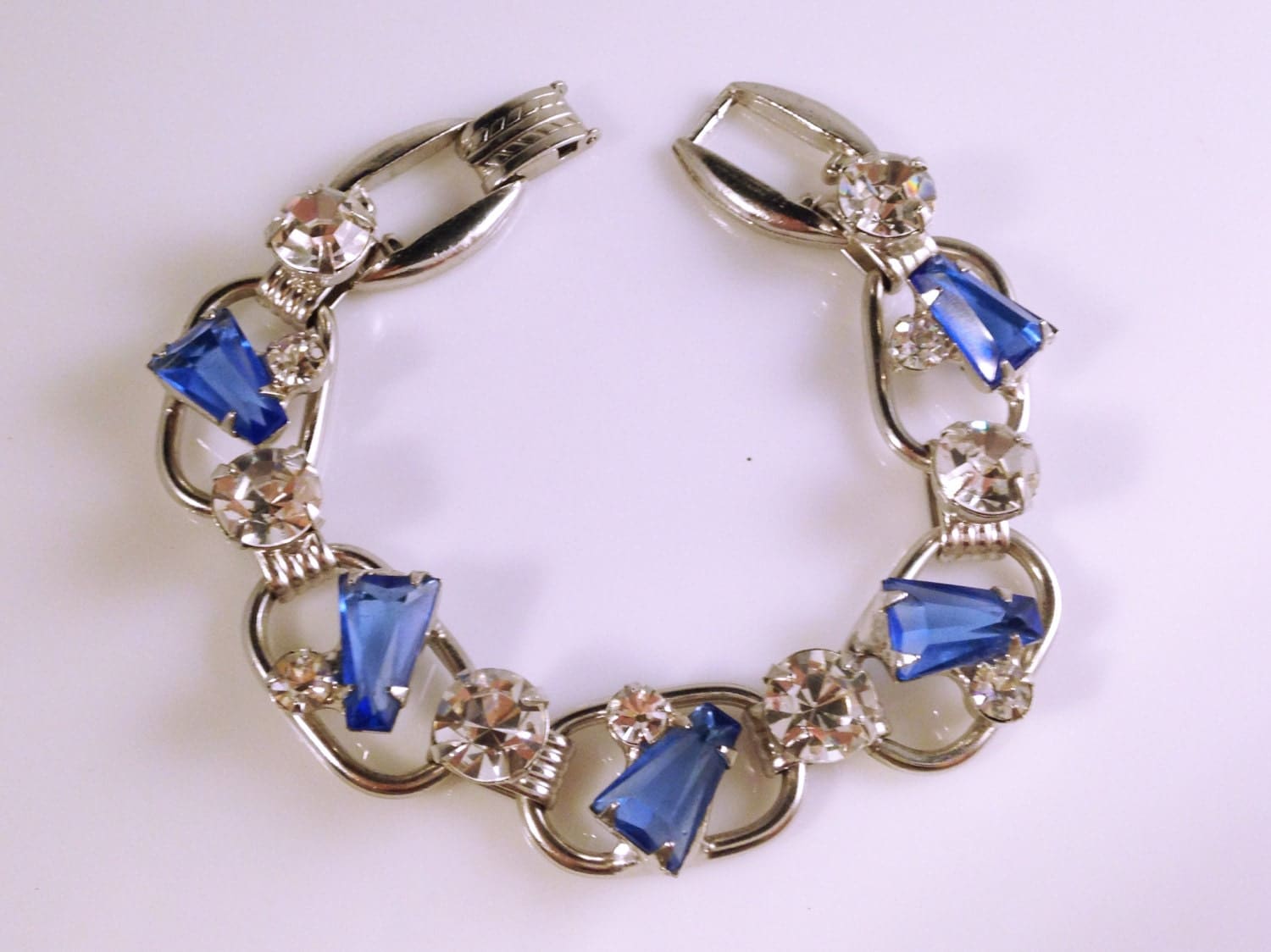 Juliana Bracelet Clear Blue Keystones Tapered by IridiumJewelry