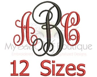 Embroidery Fonts BX - Monogram Digital Designs Machine BX PES Format Patterns 12 Sizes - Instant Download