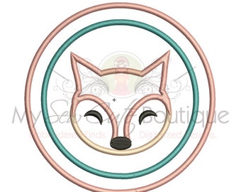Fox Applique Design - Instant Download - 12 Sizes - Machine Embroidery