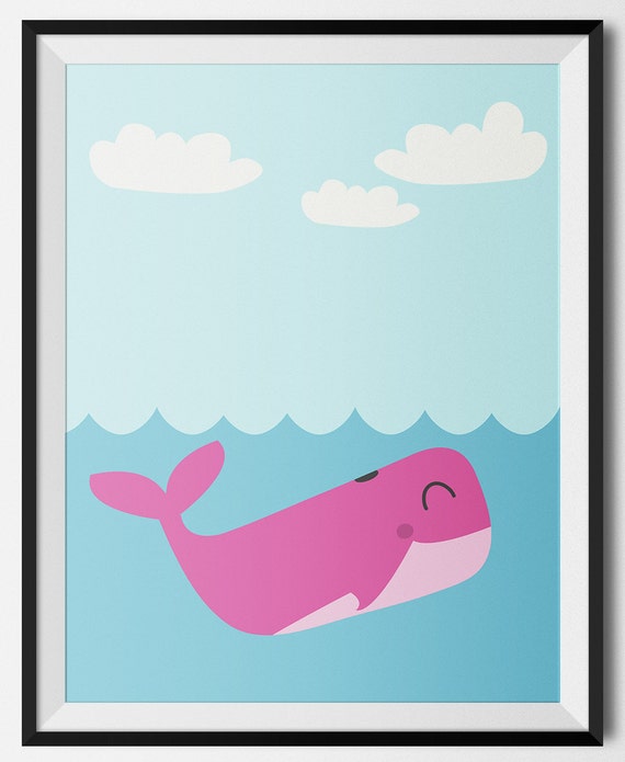 Whale Nursery Art Girl Nautical Nursery Whale Print Kids