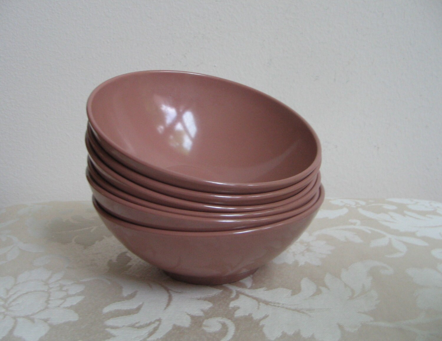 Vintage Melmac Bowls by MarCrest Melamine Set of Six In Brown