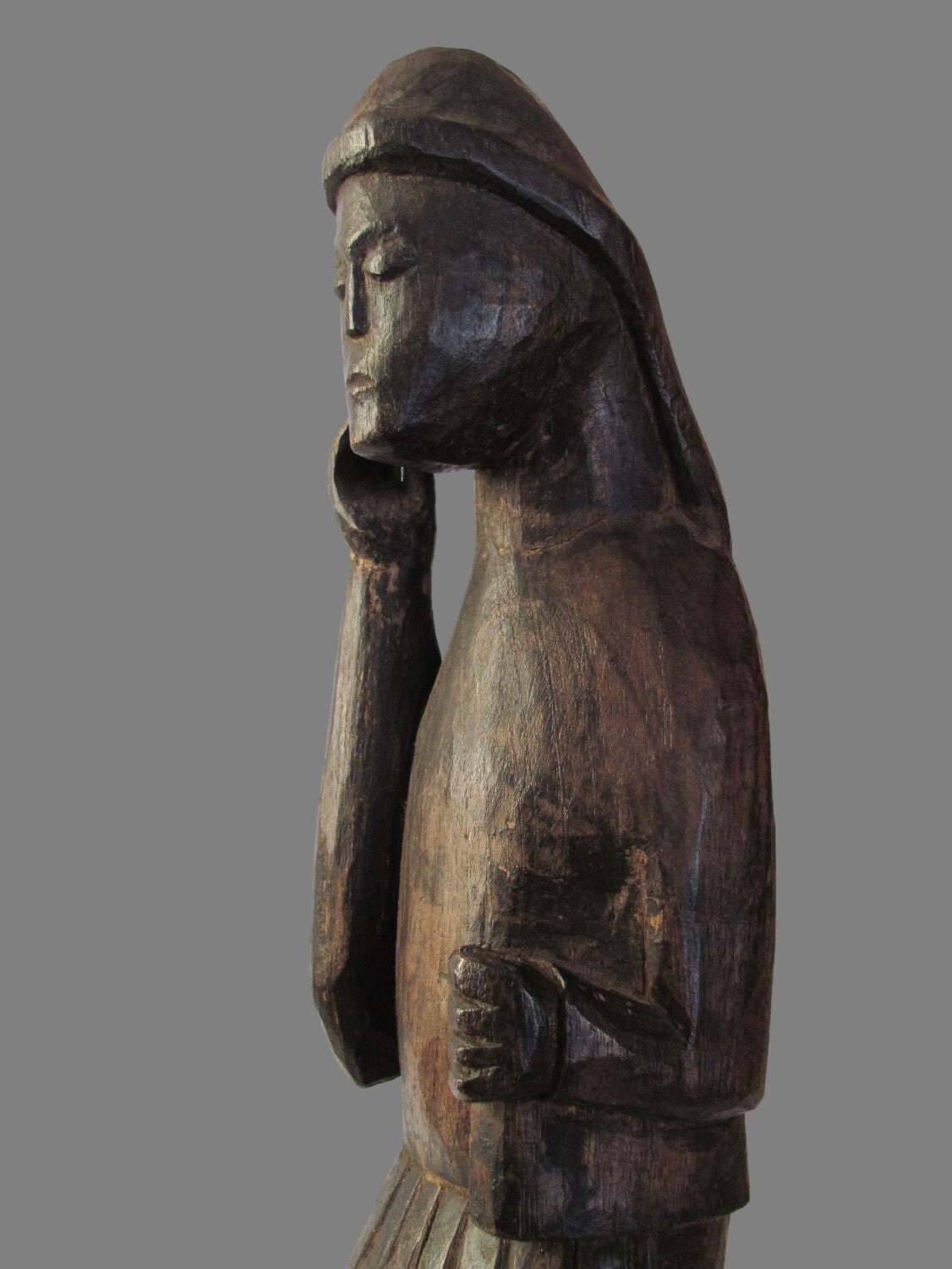 Large Scale Anonymous Outsider Folk Art Sculpture Wood by MissUFO