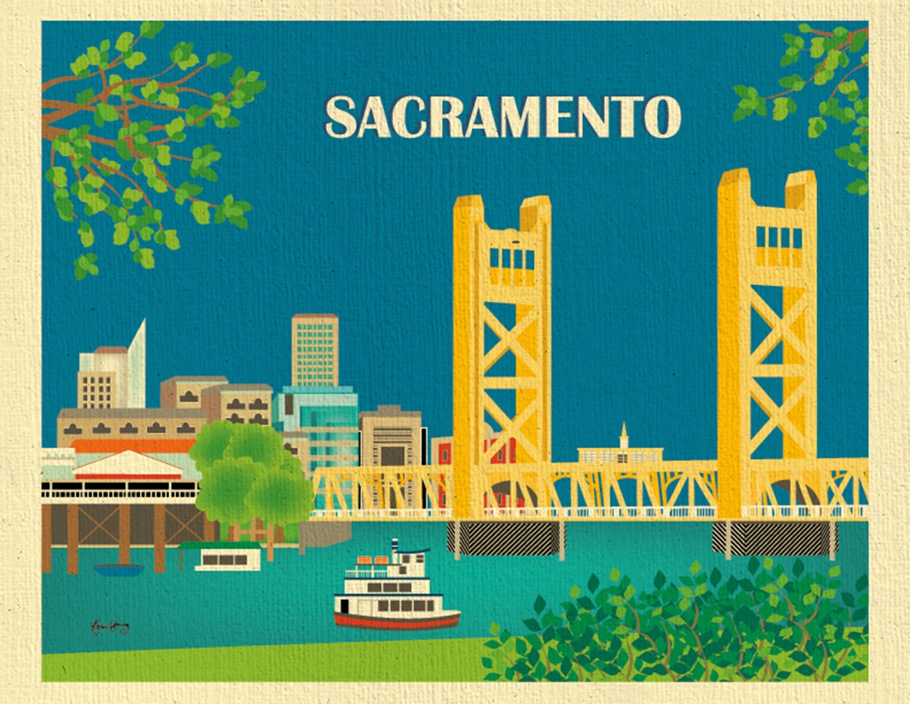 Sacramento Skyline Art Print Sacramento Wall Art California