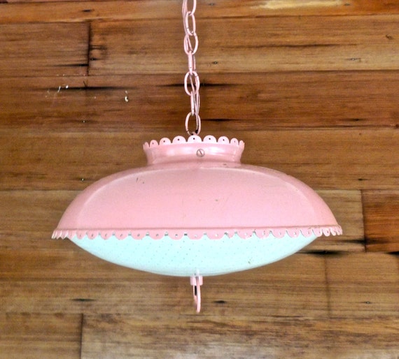 RESERVED DORIS vintage pink light fixture 1960s70s mid by mkmack