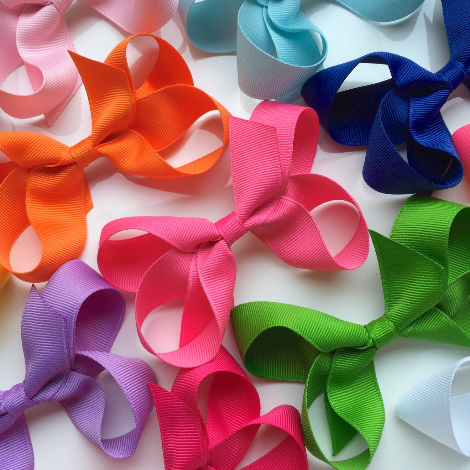 5 Pack Large Grosgrain Ribbon Hair Bows in Solid Colors