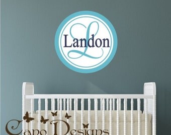 Custom Monogram name Reusable fabric decal, Removable, reusable and repositionable fabric decal