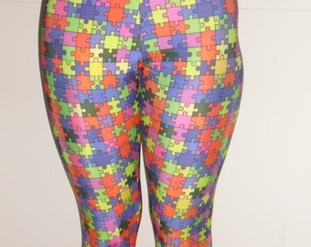 Puzzle pieces spandex adult leggings