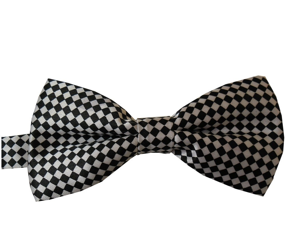 Black and White Check Bow Tie Mens Bow Tie Checkered by necksnakes