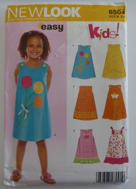 UNCUT New Look 6504 Sewing Pattern Easy to Sew Cute Girls Summer Dress ...