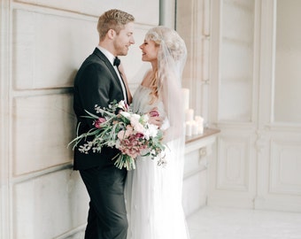 Ivory Juliet Cap Veil, 1920s style Wedding Veil, Vintage look Bridal Veil in soft tulle, UK