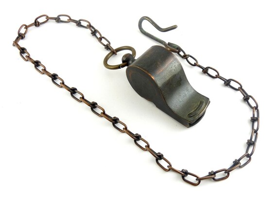 1920&rsquo;s Copper Police Officer&rsquo;s Whistle with Chain