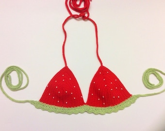 Crochet Bikini Top- Strawberry Fields Forever