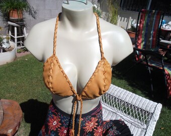 Hand Laced Deerskin Classic Bra Top Halter Casual Dressy