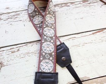 Marie Antionette Style Leather and Suede Camera Strap
