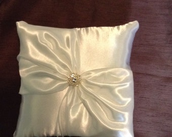 ring bearer pillow ivory satin pillow with gold