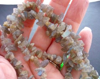 Mini rough labradorite chip beads 2-8mm 1/2 strand