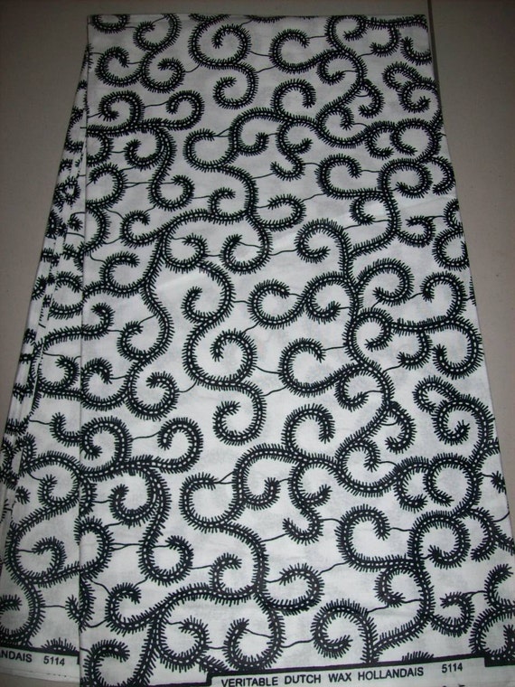 Classic Black and white African print fabric by tambocollection